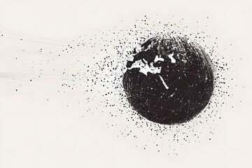 global network connection world map , generative ai