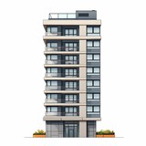 Modern Residential Skyscraper. High-Rise Urban Living Space with Contemporary Architecture and Stylish Facade