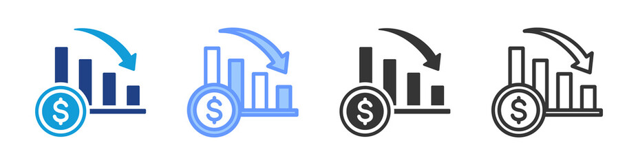 Fototapete - Recession icon set multiple style collection