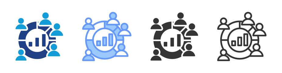 Fototapete - Market Demographics icon set multiple style collection