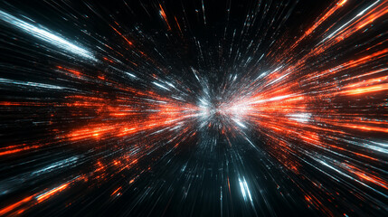 Wall Mural - vibrant warp: a cosmic spectacle of color and light surges forward, creating a dynamic representatio