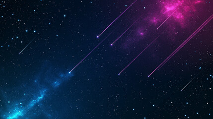 Wall Mural - celestial ballet: a vibrant celestial canvas unfolds, where radiant meteor showers dance across the 