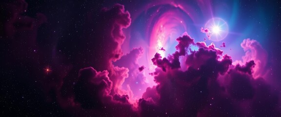 cosmic nebula, vibrant gas clouds, nascent stars glowing, mysterious, abstract