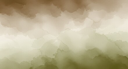 Leinwandbilder - Watercolor wash background in brown and olive green tones gradient effect