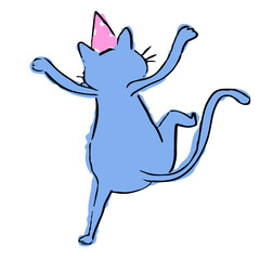 Wall Mural - party cat png sticker illustration, transparent background
