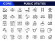 © oneflock - Public utilities icon collection set. power, gas, and water. Signed thin line icons collection.
