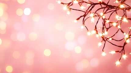 Naklejka na meble Enchanting illumination, a branch adorned with twinkling lights in the night glowing