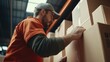 © Jorda - Warehouse worker loading packages onto a delivery truck. Featuring organization and efficiency
