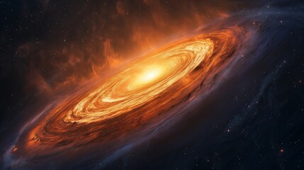 Wall Mural - Vivid spiral galaxy glowing in an empty cosmos high resolution full HD,generative ai illustration
