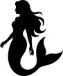© vector Art - Elegant Silhouette Of A Mermaid With Flowing Hair And Fish Tail