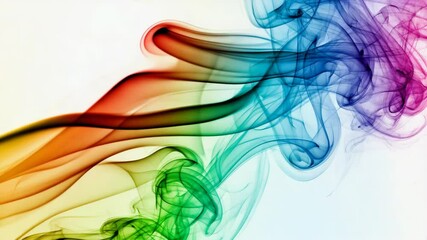 Wall Mural - Colorful smoke patterns flow elegantly across a white background