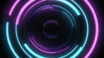 Wall Mural - abstract neon rings with glowing light trails animation