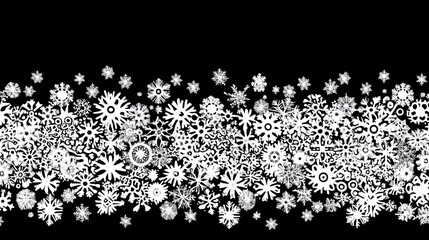 white snowflakes falling, black background, winter design