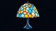 © Yaowarat - Vibrant Stained Glass Lamp with Colorful Mosaic Design on Dark Background