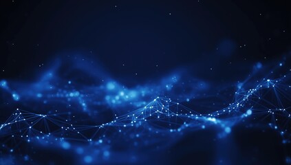 Wall Mural - mesmerizing blue waves of light flowing across a dark background with a futuristic touch