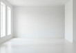 © ProArt Studios - Bright Minimalist Empty Room Corner with White Walls, Hardwood Floor, and Two Windows: Perfect for Interior Design Mockups and Real Estate