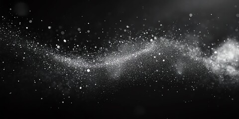 Wall Mural - white particles flow in a dark background creating an abstract design great for website backgrounds 
