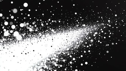 Wall Mural - white particles create a dynamic flow against a stark black backdrop, suggesting movement and energy