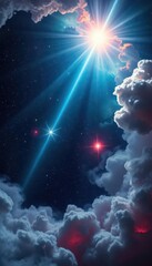 Wall Mural - Brilliant starlight piercing cosmic dust clouds, nebula glows, astronomy, cosmos, stellar