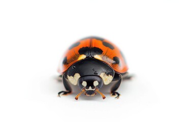 a vibrant ladybug crawls gracefully, showcasing its bright red shell and distinctive black spots aga