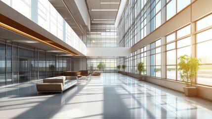 Aufkleber - Modern office lobby with large windows