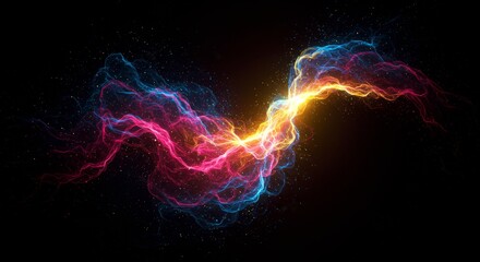 Wall Mural - abstract energy flow - vibrant blue and orange energy streams intertwine and flow, creating a dynami