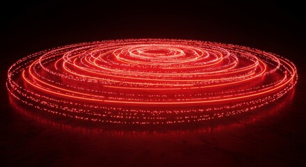 Wall Mural - red light concentric circles abstract - abstract of concentric red circles of light, creating a mesm