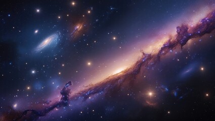 Wall Mural - macroscopic view of galaxies, stars, and nebulas in vibrant colors