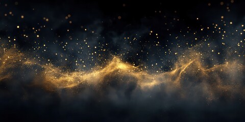 Wall Mural - abstract dark nebula gold space design