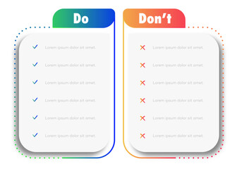 Wall Mural - Do and dont card template modern colorful style vector 10 eps