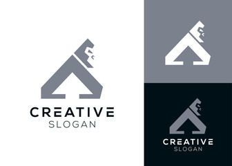 Gorilla with up arrow or letter A logo design for technology