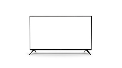 Blank LCD screen or modern TV isolated on white background, perfect for mockup, advertising, or presentation display use