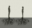 © Westend61 - Illustration of a couple with roots symbolizing stability and connection