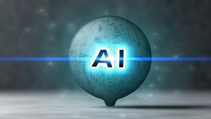 Abstract AI Symbol with Circuit Pattern in Dark Mood for Technology and Innovation Concepts