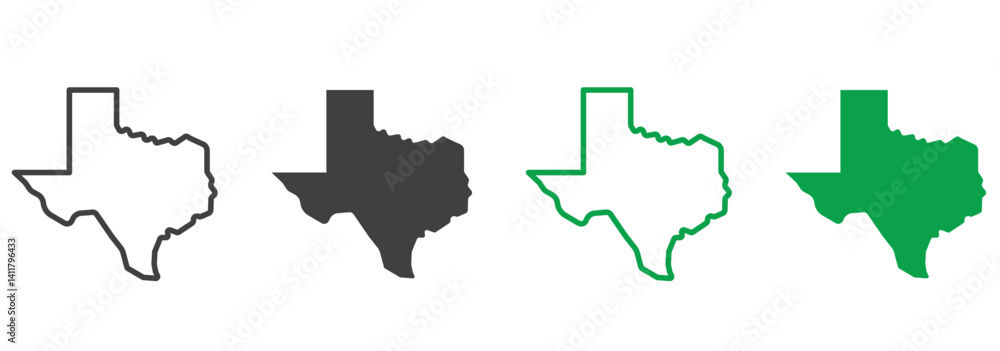 Texas vector map silhouette. State of Texas map isolated . Texas icon ...