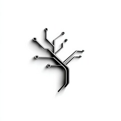 Poster - Abstract Black and White Technology Circuit Board Illustration with a Sleek and Modern Design 