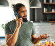 © Lumos sp - kitchen man food communication phone call talking mobile mobile phone smartphone telephone guy computer preparing eating home business work office breakfast online internet message connection
