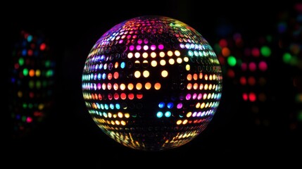 Wall Mural - disco ball sphere with vibrant colorful lights shining in the dark for party night vibes, retro danc