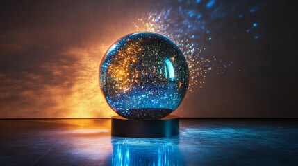 Wall Mural - disco ball sphere with vibrant colorful lights shining in the dark for party night vibes, retro danc