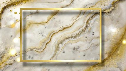 Aufkleber - Elegant Gold Frame on Marble Background with Glitter and Lights