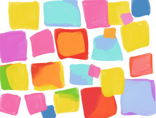 Wall Mural - Vibrant Colorful Abstract Square Shapes on white and  transparent background. PNG Contemporary Design Element