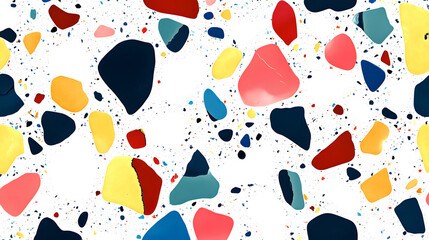 Wall Mural - Vivid Terrazzo Pattern With Bold Colors on white and  transparent background. PNG Seamless Design