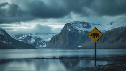 Wall Mural - notice: beware of bear sign