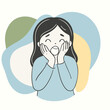 © MdMaynul - a girl with a gasps with hands on cheeks.