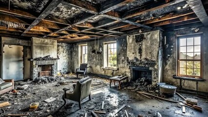 Leinwandbilder - Desolate Remains of a Once Grand Interior A Glimpse into Abandoned Decay