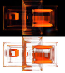 Wall Mural - Abstract Digital Art Composition Of Intersecting Rectangular Shapes on white, black, transparent background. PNG