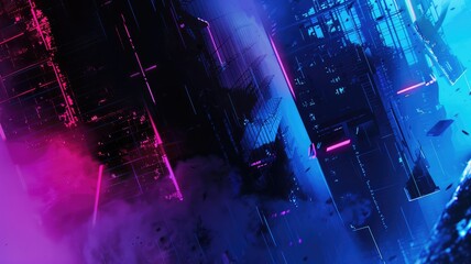 Abstract of digital shape or line and technological cyber style particle design connect in surreal electronic shape designing. High tech scenery express seamless pattern perfect for wallpaper. AIG53.