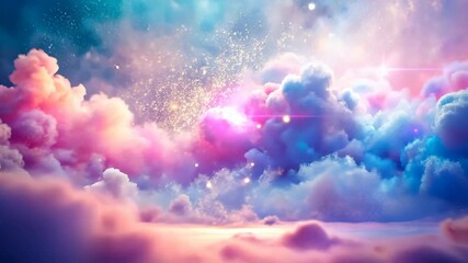 Poster - A Dreamlike Symphony of Pastel Clouds and Golden Sparks in the Sky