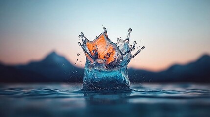 Poster - Water splash crown over still lake