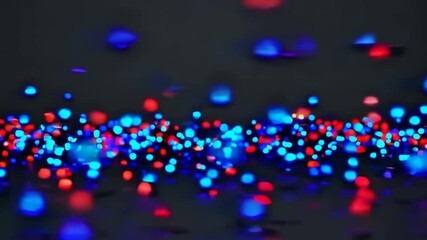 Wall Mural - dynamic movement of red and blue light particles in abstract dark space